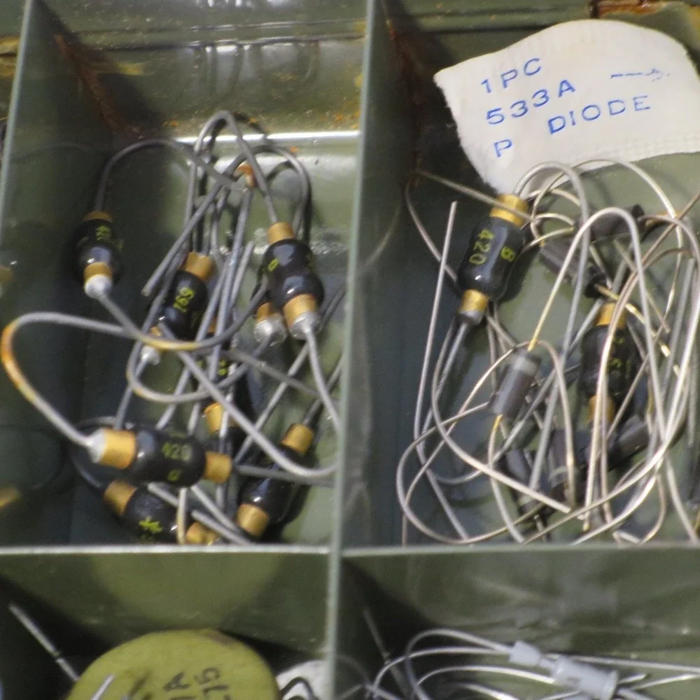 Vintage Assorted Lot of Resistors Lights etc. in Metal Case Lineman 1